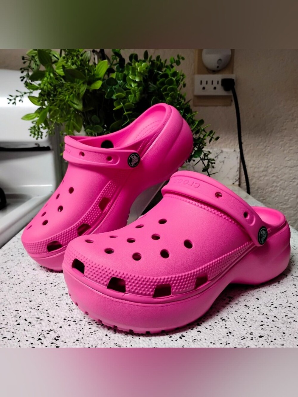Hot Pink Croc-Style Platform Clogs - Women's